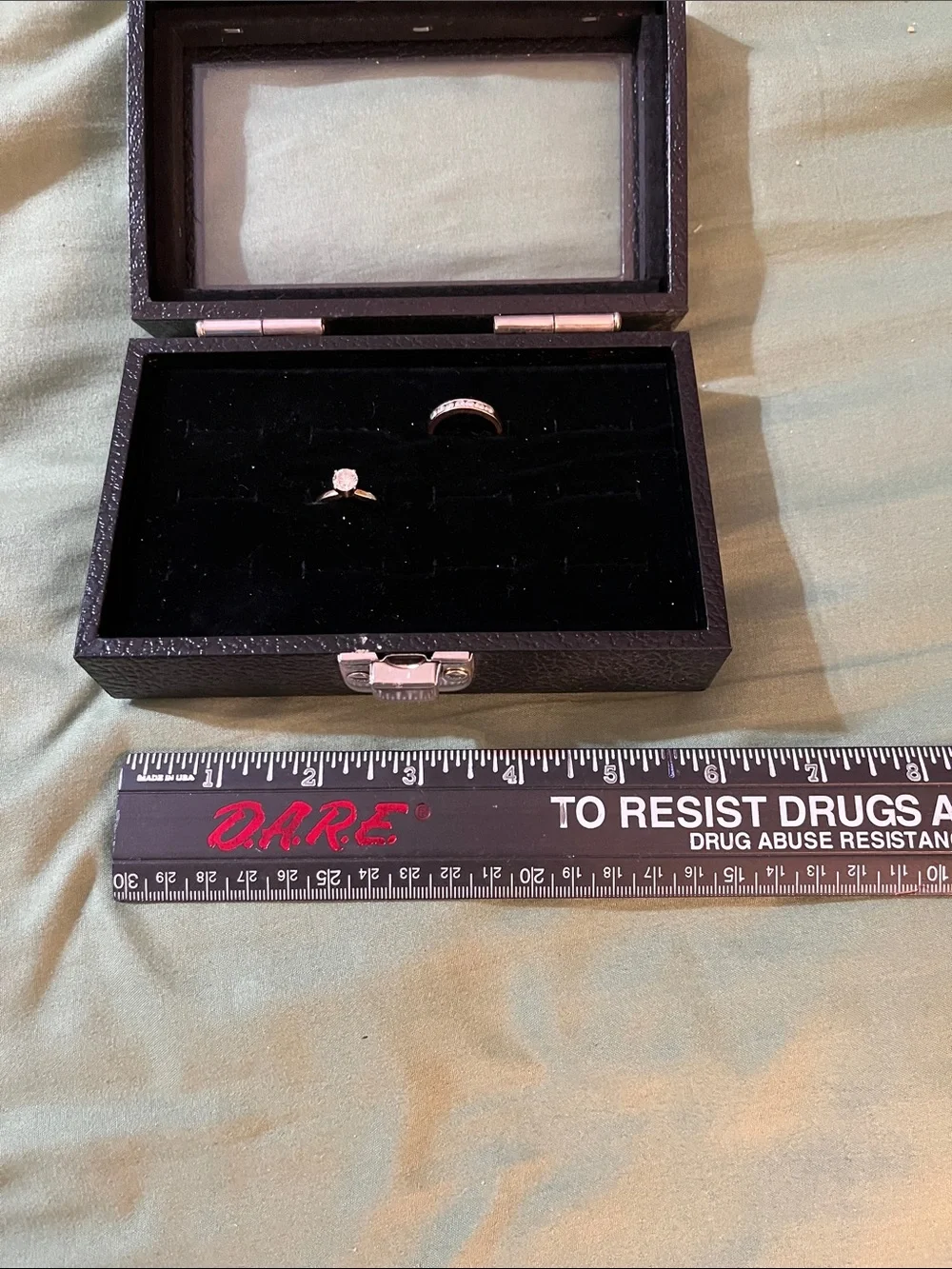 Black Glass-Top Jewelry Storage Boxes with Silver Latches - Set of 2